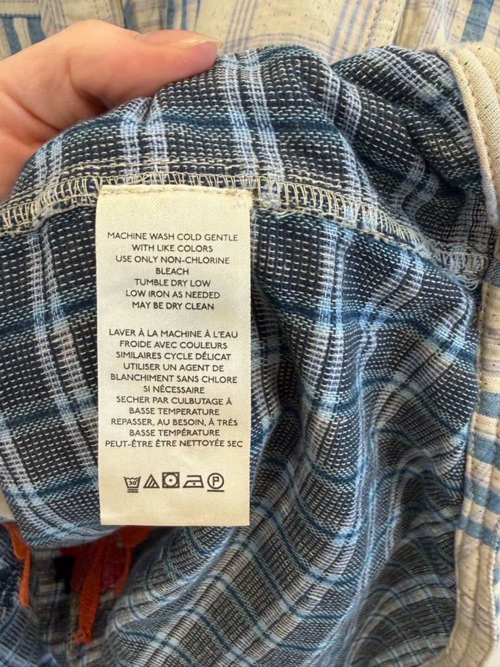 NWT Free People Sashiko Embroidered Blue Plaid Button-Down Shirt Small Boho - Picture 8 of 10